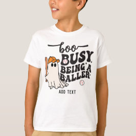 BOO Cute Ghost Funny Softball Baller Kids Baseball T Shirt