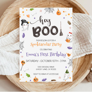 Boo Cute Ghost Halloween Birthday-inbjudan Inbjudningar
