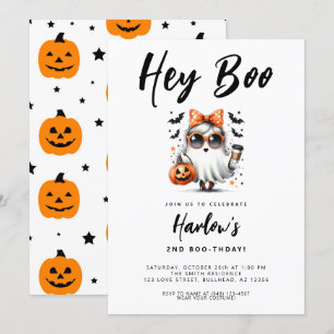 Boo Cute Ghost Halloween Birthday Inbjudningar