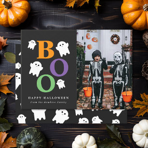 Boo Cute Ghost Halloween-fotokort