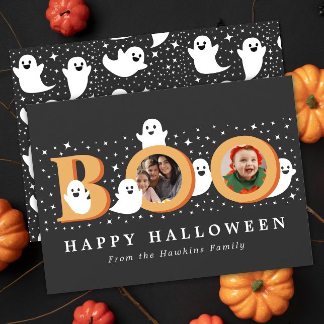 Boo Cute Ghost Halloween-fotokort (Skapare uppladdad)