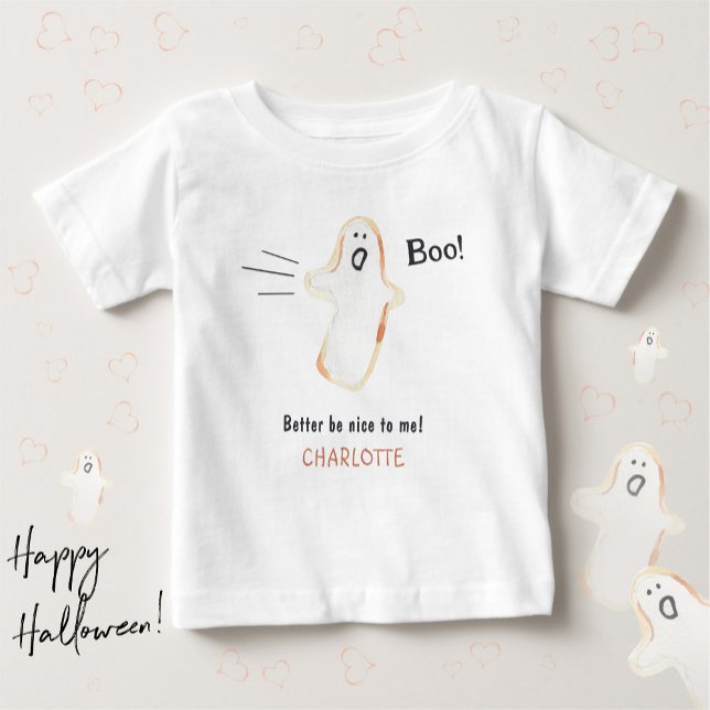 Boo! Cute Ghost Halloween T Shirt (BOO! Ghost Cute Handdrawn Halloween Baby T-Shirt ©Susanne Sachers - Sunny Mind Design)