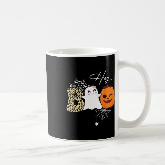 Boo Cute Ghost Pumpkin Ansikte Halloween Kaffemugg (Höger)
