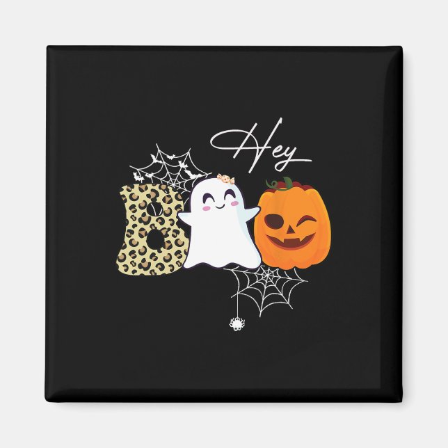 Boo Cute Ghost Pumpkin Ansikte Halloween Magnet (Framsidan)