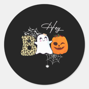 Boo Cute Ghost Pumpkin Ansikte Halloween Runt Klistermärke