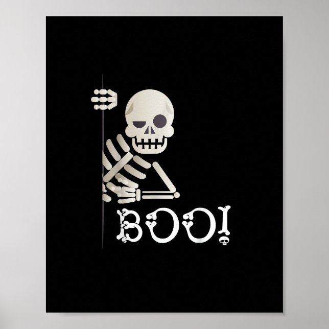 Boo! Cute Gömmer Peekaboo Scary Kids Halloween Ske Poster (Framsidan)