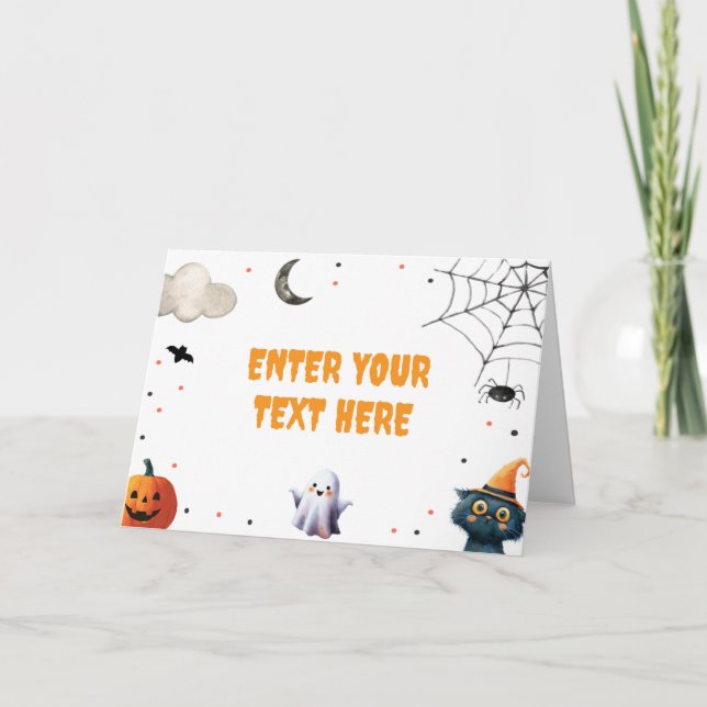 Boo Cute Halloween Ghost Food Label Födelsedagsfes Tack Kort (Framsida)
