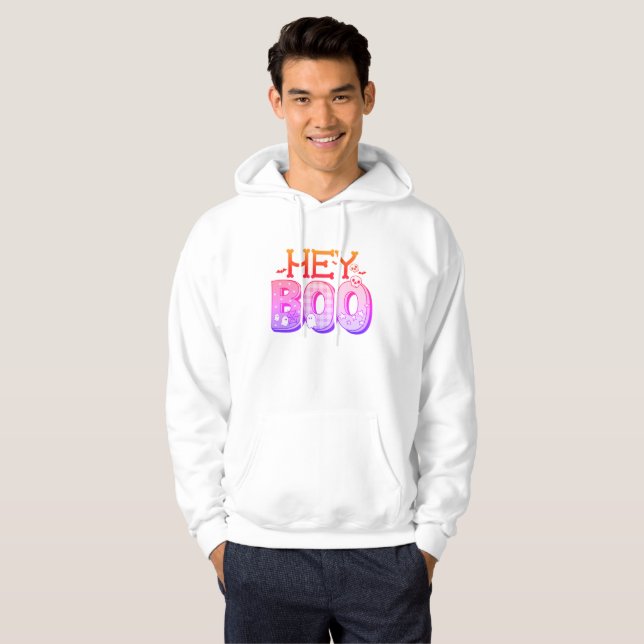 Boo Cute Halloween Manar Hoodie (Hel framsida)