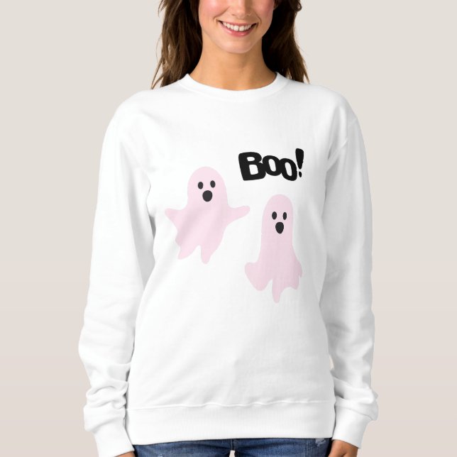 Boo Cute Halloween Rosa Spöken Spooky T Shirt (Framsida)
