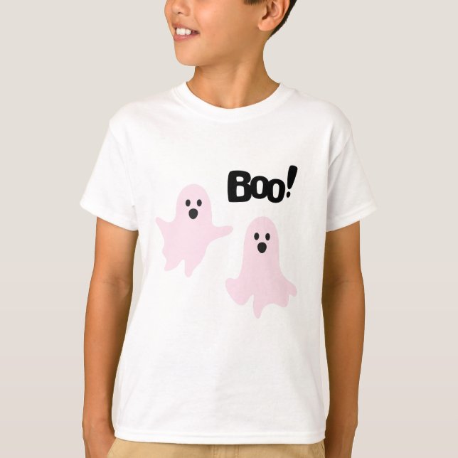 Boo Cute Halloween Rosa Spöken Spooky T Shirt (Framsida)