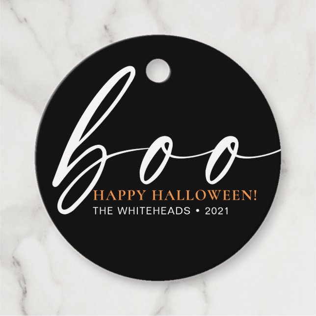Boo Cute Happy halloween Black Gåvor Etiketter (Framsida)