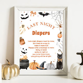 Boo Cute "Late Night Diaper" Baby Shower Game Poster