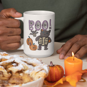 Boo! Cute Patchwork Skeleton Cat and Fladdermus Ha Kaffemugg