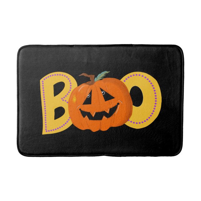 Boo Cute Pumpkin Typography Teckning Art Badrumsmatta (Framsidan)