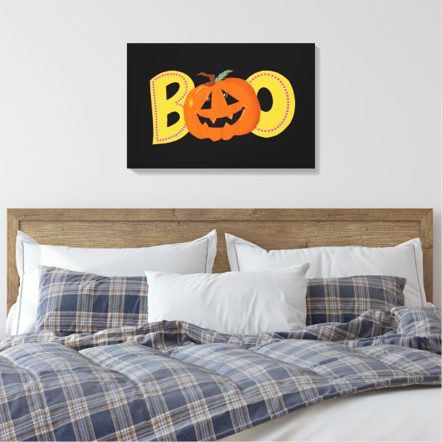 Boo Cute Pumpkin Typography Teckning Art Canvastryck (Insitu (sovrum))
