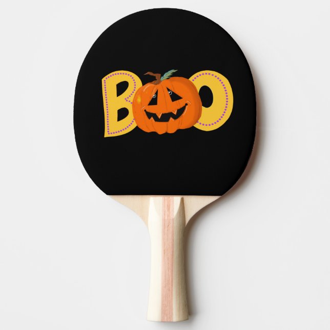 Boo Cute Pumpkin Typography Teckning Art Pingisracket (Framsidan)
