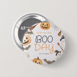 Boo-dagen skräck Halloween födelsedag Knapp