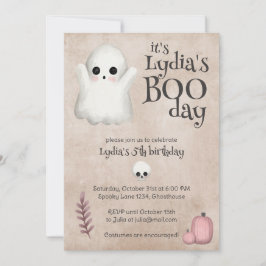 Boo Day Kawaii Ghost Halloween Birthday Inbjudningar