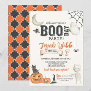 BOO-DAY Party Taloky Kids Halloween Birthday Inbjudningar