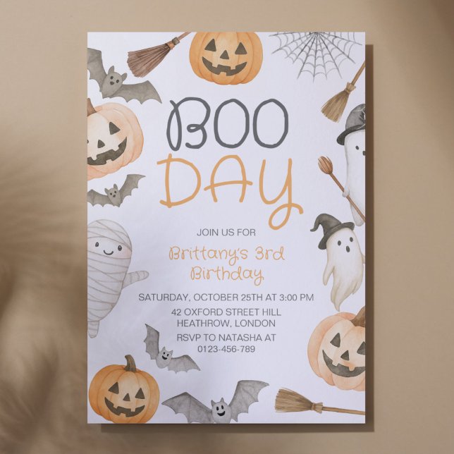Boo Day Spooky Halloween Birthday Inbjudningar (Skapare uppladdad)