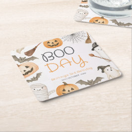 Boo Day Spooky Halloween Birthday Underlägg Papper Kvadrat