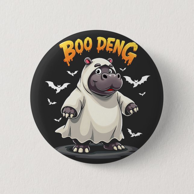 Boo Deng Ghost Baby Pygmy Hippo Moo Deng Halloween Knapp (Framsida)