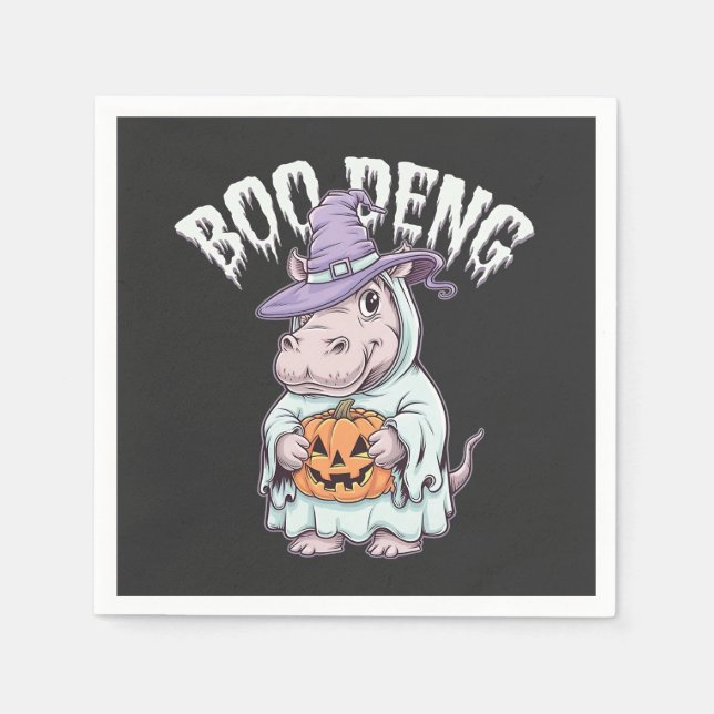 Boo deng Spooky Halloween Moo Deng Baby Hippo Pappersservett (Framsidan)