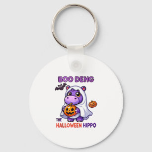 Boo Deng'Halloween Hippo Cute Bouncy Gris Costu Nyckelring