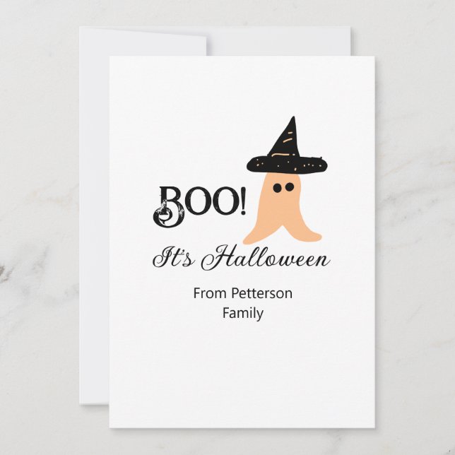 Boo det är Halloween från familjen namn orange spö Inbjudningar (Framsida)