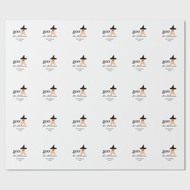 Boo det är Halloween från familjen namn orange spö Presentpapper (Platt)