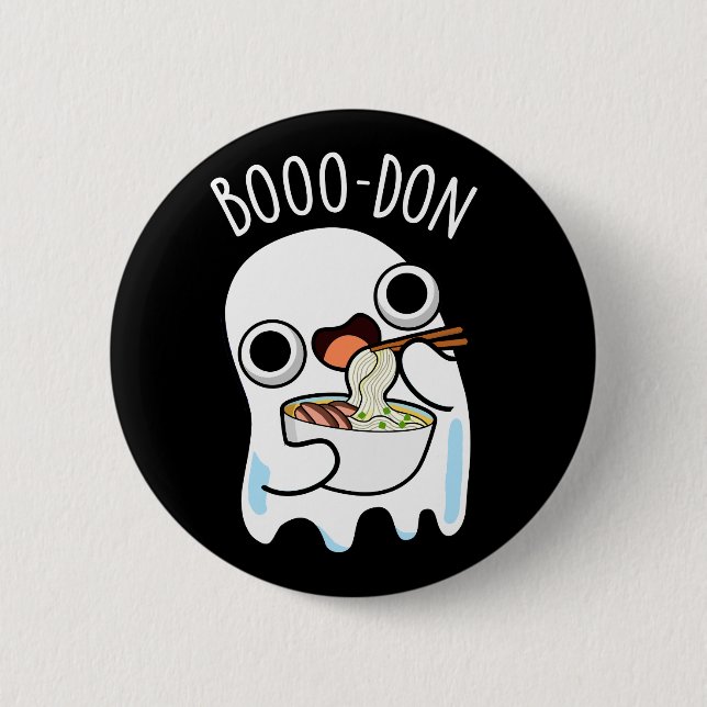 Boo-don Funny Ghost Udon Pun Mörk BG Knapp (Framsida)
