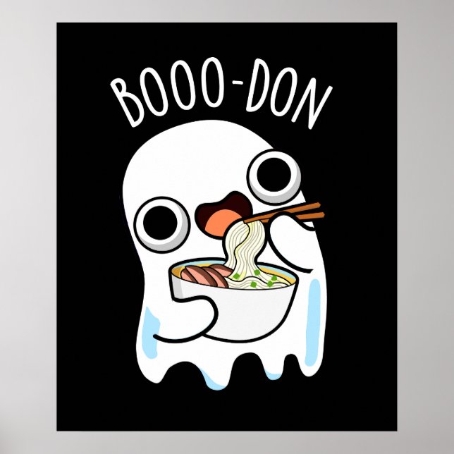 Boo-don Funny Ghost Udon Pun Mörk BG Poster (Framsidan)