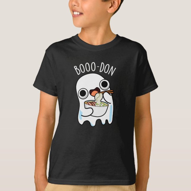 Boo-don Funny Ghost Udon Pun Mörk BG T Shirt (Framsida)