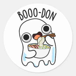 Boo-don Funny Ghost Udon Pun Runt Klistermärke
