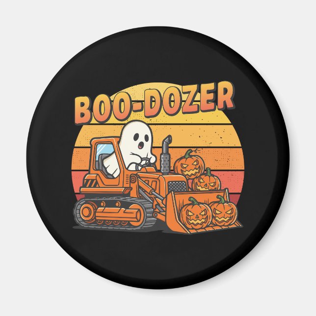 Boo Dozer Ghost Funny Halloween Magnet (Framsidan)