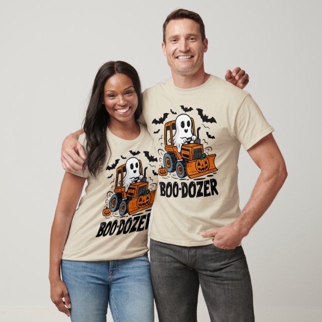 Boo-Dozer Halloween Construction Ghost Pumpkin T Shirt (Unisex)