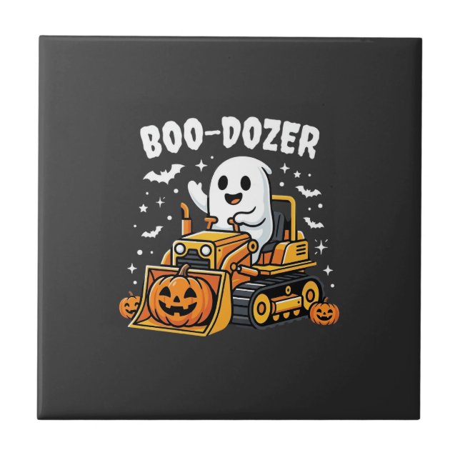 Boo Dozer Halloween Ghost Bulldozer_1 Kakelplatta (Framsidan)