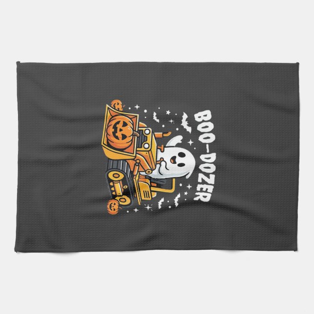 Boo Dozer Halloween Ghost Bulldozer_1 Kökshandduk (Horisontell)