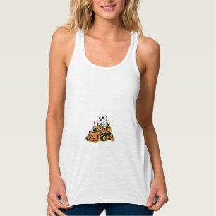 Boo Dozer Halloween Ghost Bulldozer_1 Linne Med Racerback