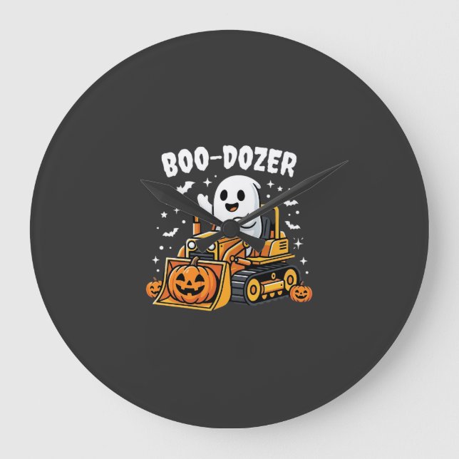 Boo Dozer Halloween Ghost Bulldozer_1 Stor Klocka (Framsida)