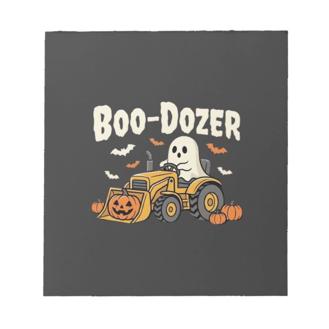 Boo-Dozer Halloween Ghost Bulldozer Design_1 Anteckningsblock (Framsida)