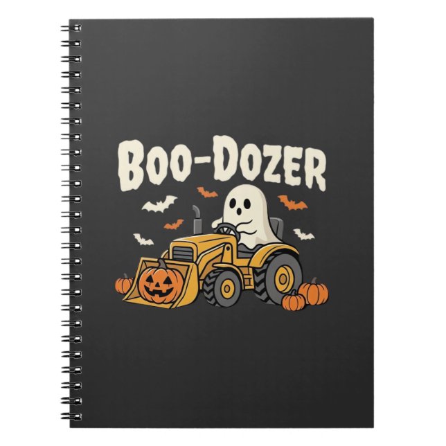 Boo-Dozer Halloween Ghost Bulldozer Design_1 Anteckningsbok (Framsidan)