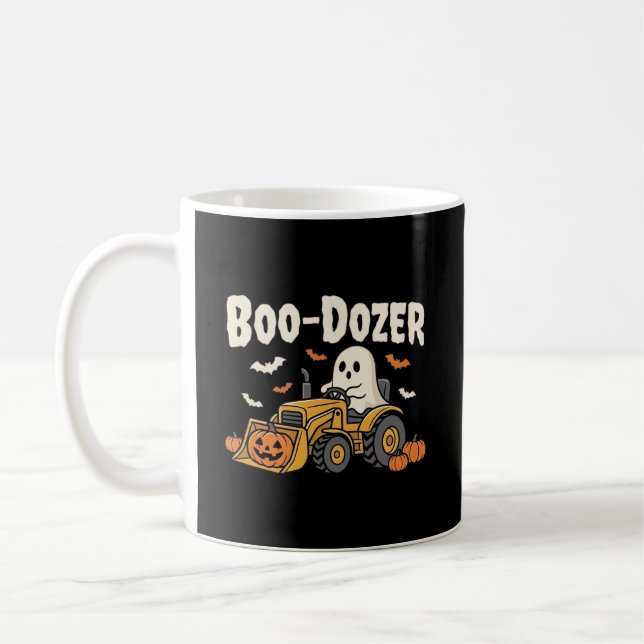 Boo-Dozer Halloween Ghost Bulldozer Design_1 Kaffemugg (Vänster)