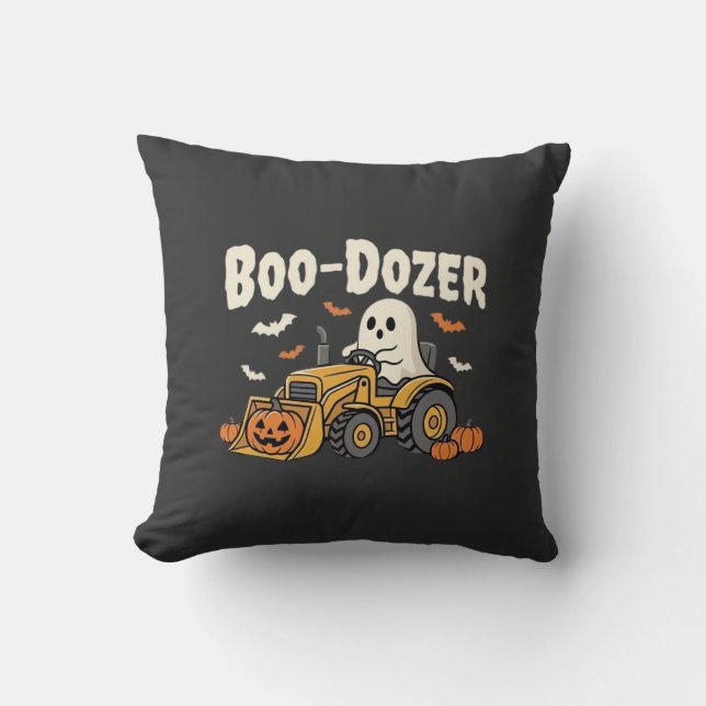 Boo-Dozer Halloween Ghost Bulldozer Design_1 Kudde (Framsida)