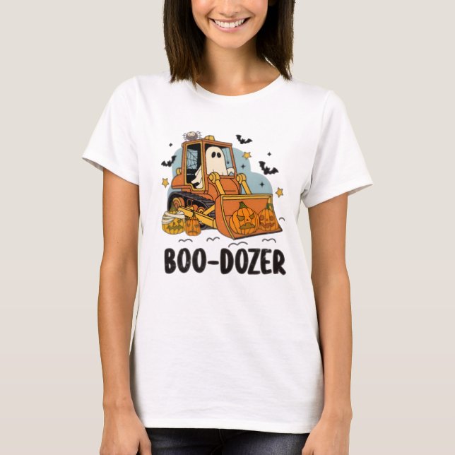 Boo-Dozer Halloween Ghost och Pumpkin T-Shirt (Framsida)