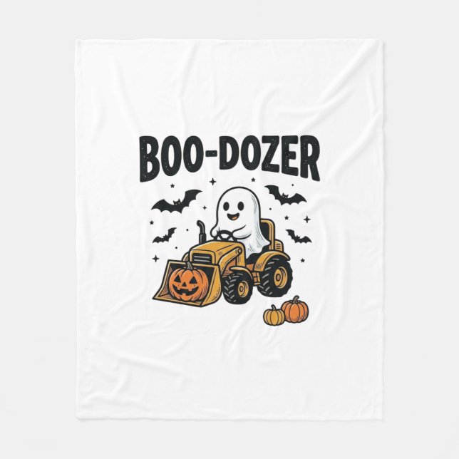 Boo-Dozer Halloween Spök Bulldozer Design_1 Fleecefilt (Framsidan)