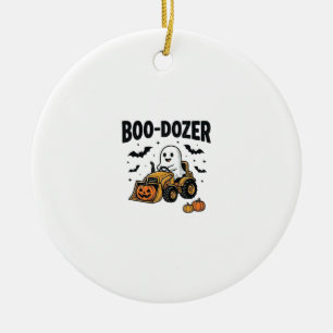 Boo-Dozer Halloween Spök Bulldozer Design_1 Julgransprydnad Keramik