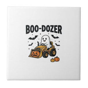 Boo-Dozer Halloween Spök Bulldozer Design_1 Kakelplatta