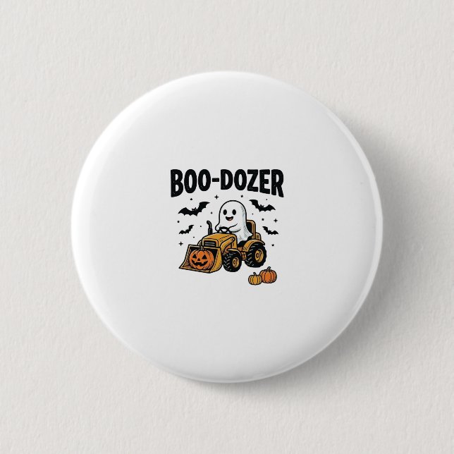 Boo-Dozer Halloween Spök Bulldozer Design_1 Knapp (Framsida)