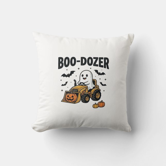 Boo-Dozer Halloween Spök Bulldozer Design_1 Kudde (Framsida)